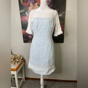 Shoshanna | Dresses | Shoshanna Blue Gingham Lace Embroidered Milkmaid Dress  Sz Corset Cottagecore | Poshmark